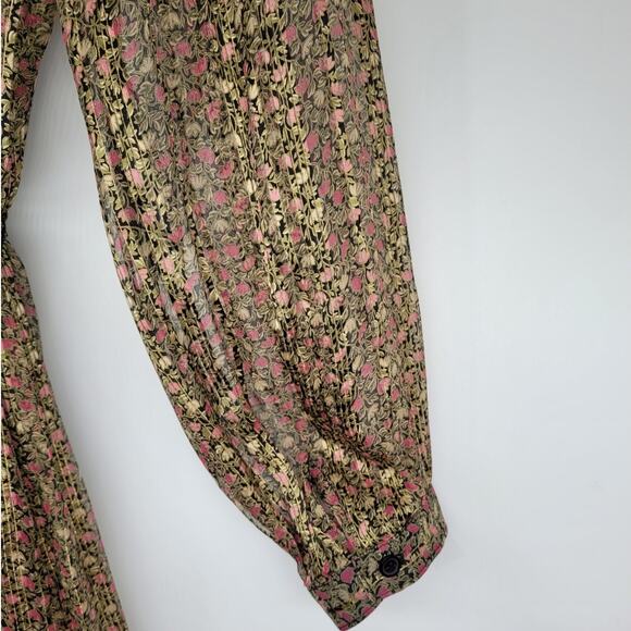 Piero Lannelli for Chin Vintage Silk Floral Metallic Stripe Sheer A Line‎ Dress - Picture 9 of 10